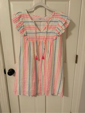 Vineyard Vines Pastel Striped Mini Dress in Pink, Blue, Yellow